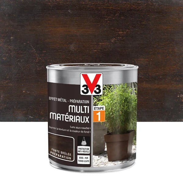 V33 PEINTURE - Préparation effet métal peinture multi-matériaux métal fonte 0.5 L - large