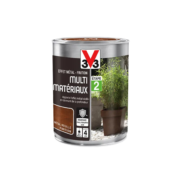 V33 PEINTURE - Finition effet métal peinture multi-matériaux métal rouillé 0.25 L - large