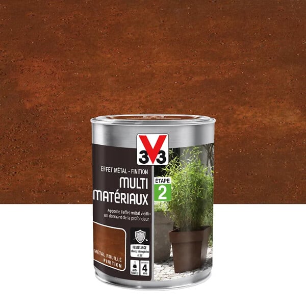 V33 PEINTURE - Finition effet métal peinture multi-matériaux métal rouillé 0.25 L - large
