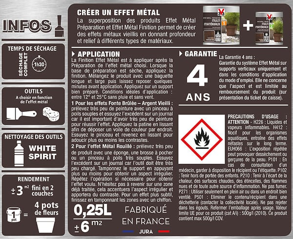 V33 PEINTURE - Finition effet métal peinture multi-matériaux métal rouillé 0.25 L - large