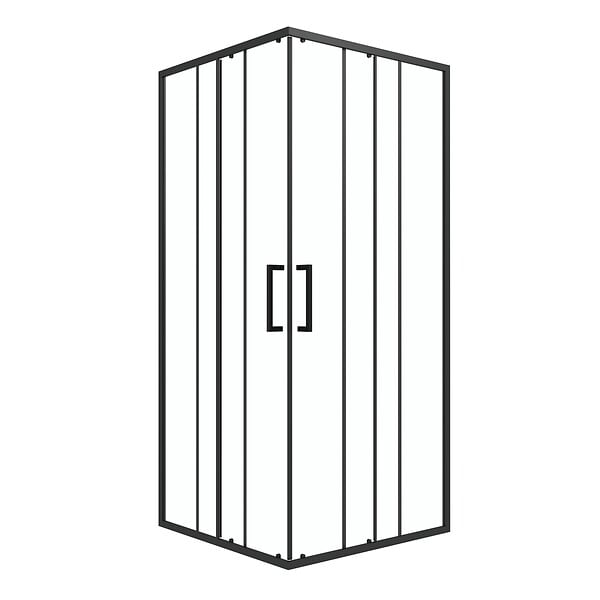 AURLANE - porte de douche carrée coulissante - verre sérigraphié noir 90x90 - large