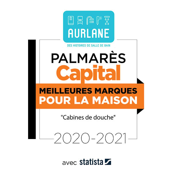 AURLANE - Pack Paroi de Douche et Volet Pivotant 120+40x200cm - Verre Fumé Bleu Nuit + Barre Fixation Chrome - large