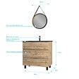 AURLANE - Pack Meuble SDB 80cm sur pieds 3 tiroirs Chene_Vasque noire + Miroir Barber - TIMBER 80_Pack44 - vignette