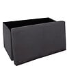 ATMOSPHERA - 2 en 1 Pouf pliant double et coffre de rangement Velours Gris foncé 76 x H 38 cm - vignette