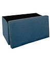 ATMOSPHERA - 2 en 1 Pouf pliant double et coffre de rangement Velours Bleu 76 x H 38 cm - vignette