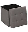 ATMOSPHERA - 2 en 1 Pouf pliant et coffre de rangement Gris Taupe aspect Lin 38 x 38 cm - vignette