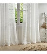 ATMOSPHERA - Voilage à œillets Blanc motif petits pompons 140 x 240 cm - vignette