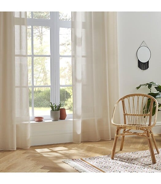 ATMOSPHERA - Voilage à œillets Beige effet lin avec motifs ajourés 140 x 240 cm - large