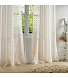 ATMOSPHERA - Voilage à œillets Beige motif petits pompons 140 x 240 cm - vignette