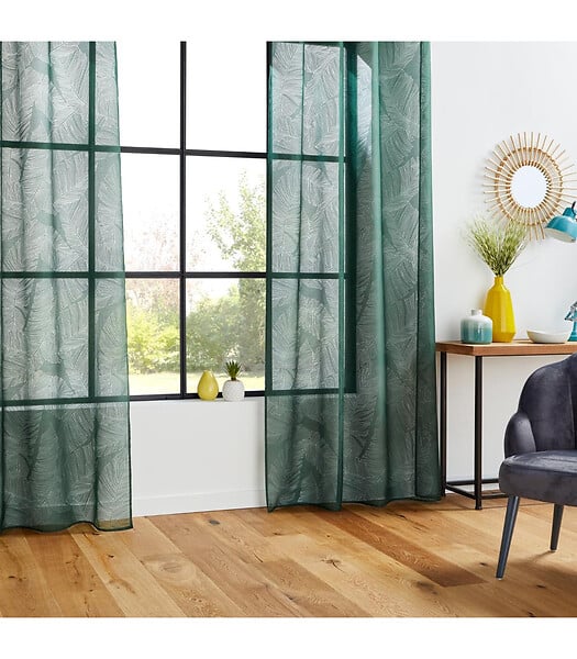 ATMOSPHERA - Voilage à œillets Vert motif Feuille 140 x 240 cm - large