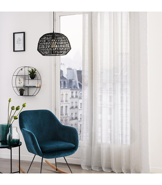 ATMOSPHERA - Voilage à œillets Blanc tissage à rayures 140 x 240 cm - large