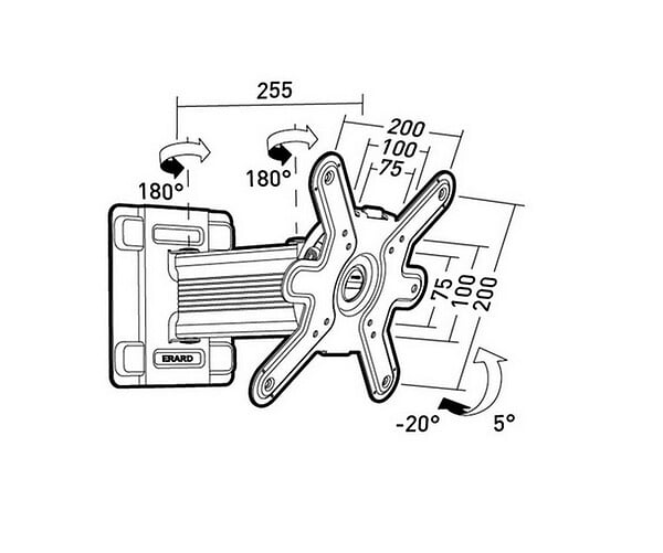 ERARD - support mural inclinable/orientable pour ecrans de 19 à  32 - 043420 - large