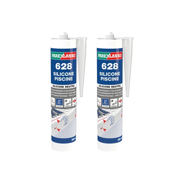 PAREXLANKO - Lot de 2 Mastics silicones neutres PAREXLANKO 628 Silicone Piscine - Gris - 300ml - large