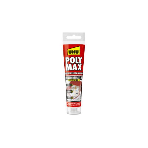 UHU - Colle Mastic Prise Immédiate Polymax UHU Invisible tube - 115 g - 33812 - large