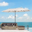 OUTSUNNY - Parasol de jardin XXL parasol grande taille 4,6L x 2,7l x 2,4H m ouverture fermeture manivelle acier polyester haute densité crème - vignette