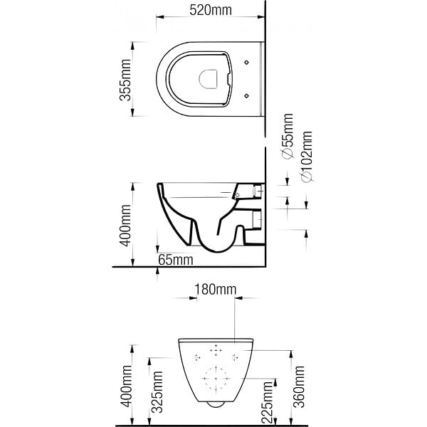PLANETE BAIN - Cuvette WC suspendu sans bride semi carénée Samara, abattant slim frein de chute déclipsable - large