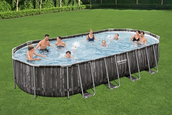 BESTWAY - Piscine acier Power Steel - Décor bois - L.732xl.366xH.122cm - large