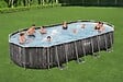 BESTWAY - Piscine acier Power Steel - Décor bois - L.732xl.366xH.122cm - vignette