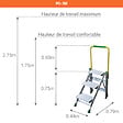 MATISERE - Escabeau 3 marches - hauteur de travail max. 2.75m - PO-3M - vignette