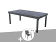 HESPERIDE - Ensemble repas table extensible rectangulaire alu Graphite Piazza + 12 fauteuils Piazza - Hespéride - vignette