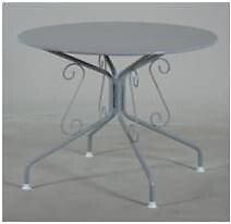 RETIGRITTI - Table de jardin ronde en fer forgé Romantique – Graphite – 4 personnes – Diam.95xH.74cm - large