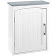 KLEANKIN - Armoire haute murale de salle de bain ou WC - placard porte avec étagère réglable - dim. 41L x 18l x 52H cm - MDF blanc gris - vignette