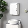 KLEANKIN - Armoire haute murale de salle de bain ou WC - placard porte avec étagère réglable - dim. 41L x 18l x 52H cm - MDF blanc gris - vignette