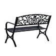 OUTSUNNY - Banc de jardin 3 places dim. 127 x 60 x 85 cm max 250 Kg acier fonte noir - vignette