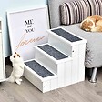 PAWHUT - Escalier pour chien animaux rampe 3 marches revêtement tapis coffre interne rangement blanc - vignette