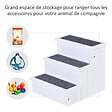 PAWHUT - Escalier pour chien animaux rampe 3 marches revêtement tapis coffre interne rangement blanc - vignette