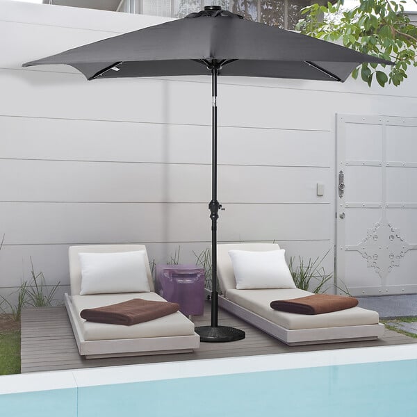OUTSUNNY - Parasol lumineux rectangulaire inclinable dim. 2,68L x 2,05l x 2,48H m parasol LED solaire métal polyester haute densité gris - large