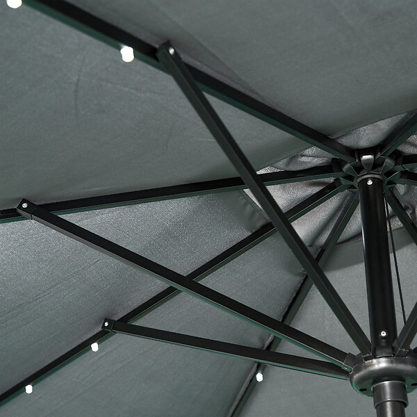 OUTSUNNY - Parasol lumineux rectangulaire inclinable dim. 2,68L x 2,05l x 2,48H m parasol LED solaire métal polyester haute densité gris - large