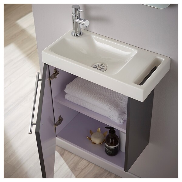 PLANETE BAIN - Pack lave-mains gris anthracite + Lave-mains en céramique + mitigeur - large