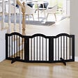 PAWHUT - Barrière de sécurité barrière modulable pliable pour animaux de compagnie - piètement support - dim. 154,5L x 61H cm - MDF bois noir - vignette