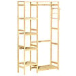 HOMCOM - Penderie porte-manteaux - 5 étagères, espace penderie, 2 patères - dim. 90L x 30l x 155H cm - bois bambou - vignette