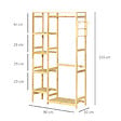 HOMCOM - Penderie porte-manteaux - 5 étagères, espace penderie, 2 patères - dim. 90L x 30l x 155H cm - bois bambou - vignette