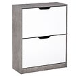 HOMCOM - Armoire à  chaussures meuble à  chaussures dim. 62L x 26l x 81H cm 2 portes abattantes blanc effet béton ciré - vignette