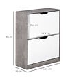 HOMCOM - Armoire à  chaussures meuble à  chaussures dim. 62L x 26l x 81H cm 2 portes abattantes blanc effet béton ciré - vignette