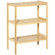 HOMCOM - Etagère de rangement 3 niveaux sur pied - étagères à lattes - dim. 62L x 33l x 80H cm - bois de bambou - vignette