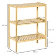 HOMCOM - Etagère de rangement 3 niveaux sur pied - étagères à lattes - dim. 62L x 33l x 80H cm - bois de bambou - vignette