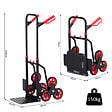 HOMCOM - Diable pour escalier 6 roues diable repliable extensible 150 Kg - chariot pliable acier noir rouge - vignette