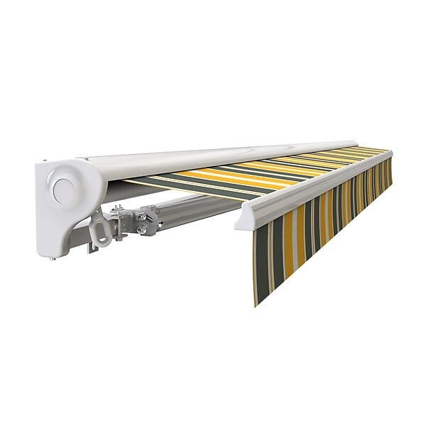 COTE STORE - Store banne motorisé et manuel 2,5 x 2 m Demi coffre pour terrasse - Gris jaune - large