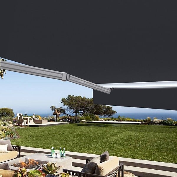COTE STORE - Store banne manuel Demi coffre 4 x 3 m pour terrasse - Gris anthracite - large