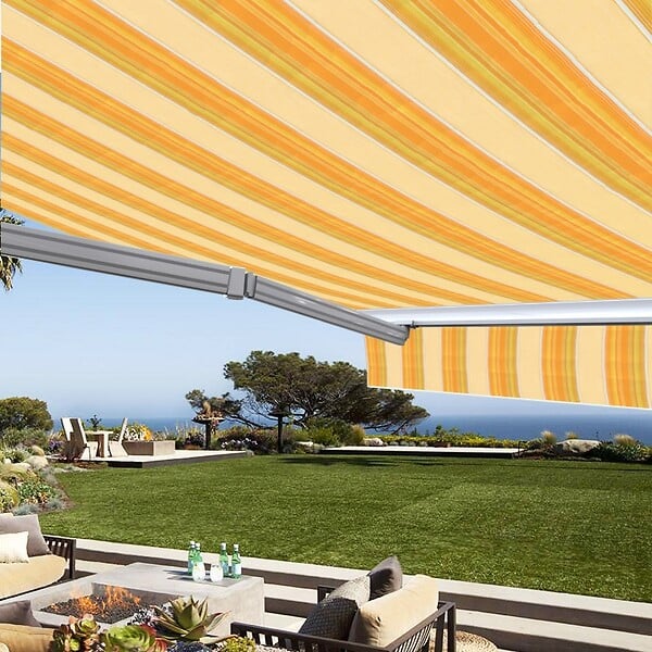 COTE STORE - Store banne manuel Demi coffre 4 x 3 m pour terrasse - Jaune rayé - large