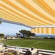 COTE STORE - Store banne manuel Demi coffre 4 x 3 m pour terrasse - Jaune rayé - vignette