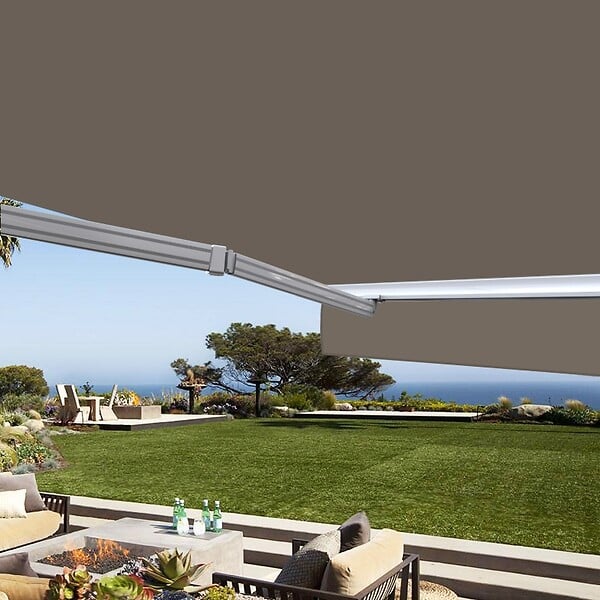 COTE STORE - Store banne manuel Demi coffre 4 x 3 m pour terrasse - Taupe - large