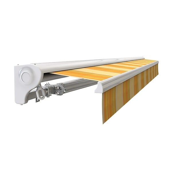 COTE STORE - Store banne motorisé et manuel 3,6 x 3 m Demi coffre pour terrasse - Jaune rayé - large