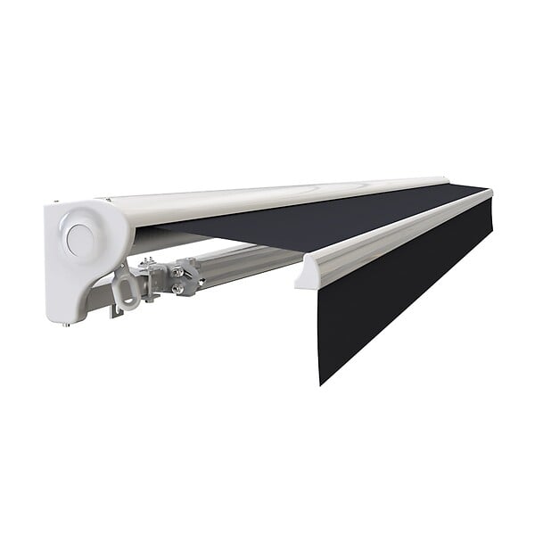 COTE STORE - Store banne motorisé et manuel 4 x 3 m Demi coffre pour terrasse - Gris anthracite - large