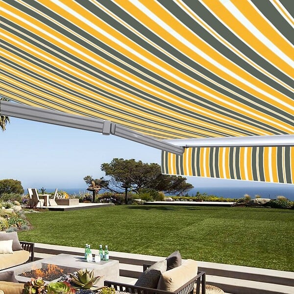 COTE STORE - Store banne manuel Demi coffre 2,5 x 2 m pour terrasse - Gris jaune - large