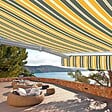 COTE STORE - Store banne motorisé et manuel 4 x 3 m Demi coffre pour terrasse - Gris jaune - vignette